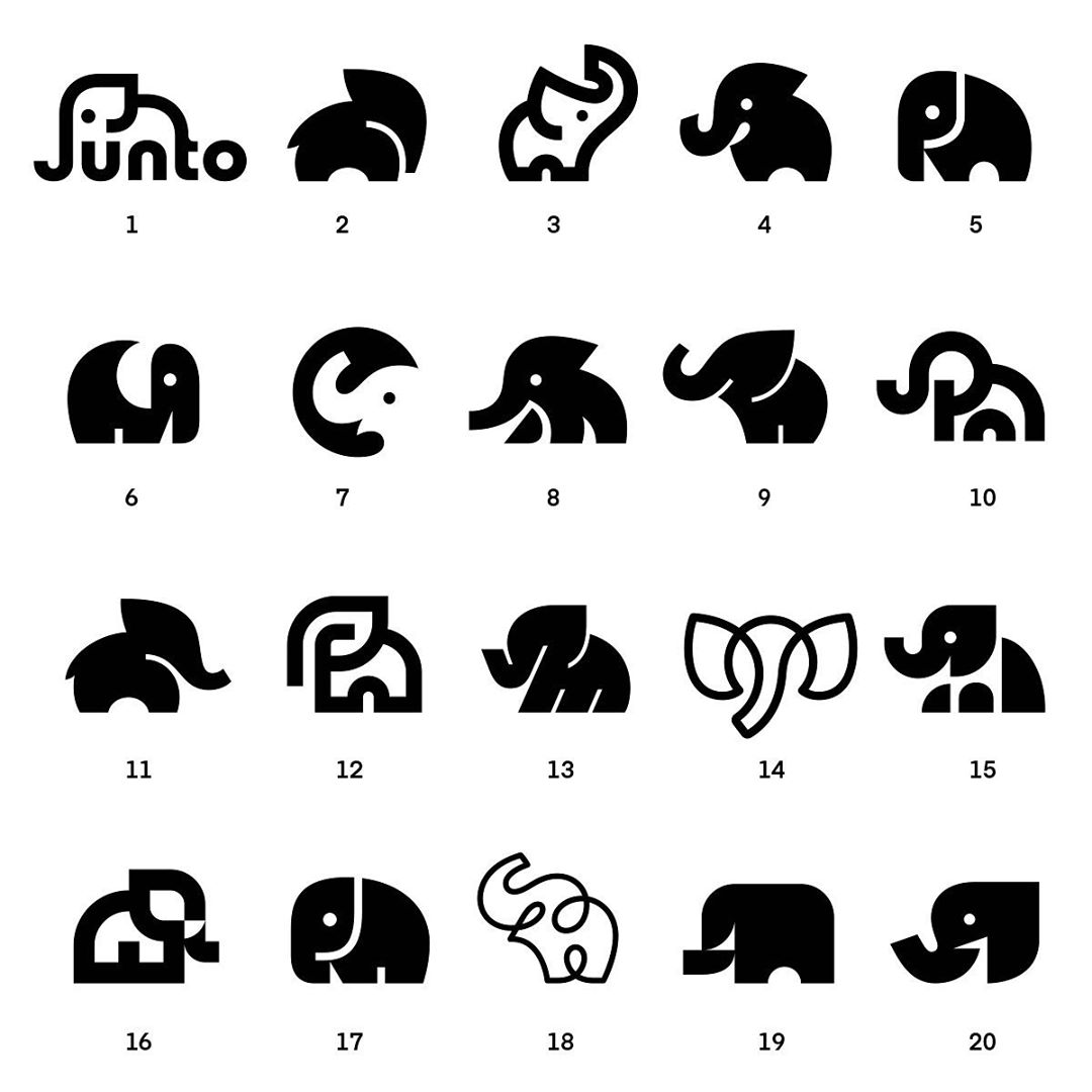 elephant logo exploration, logo inspiration